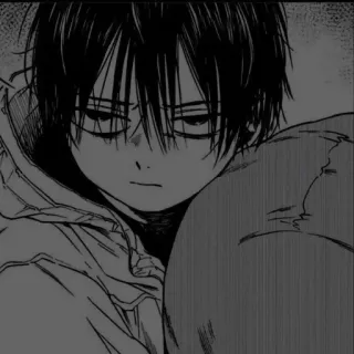 🖤 14c2e7da Anime, Manga, Junge, Traurig, Brille, Monochrom, Illustration, Zeichnung telegram sticker