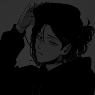 🖤 309dc71f Anime, Cartoon, Hoodie, Dunkel, Charakter, Monochrom telegram sticker