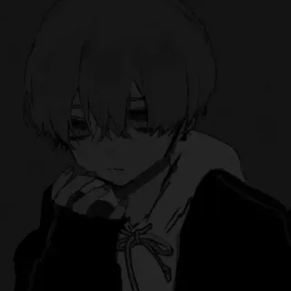 🖤 417089b5 Anime Junge, traurig, monochrom, Emo, dunkel, Cartoon telegram sticker