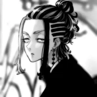 🖤 7712e41b Anime, Manga, Charakter, Kunst, Schwarzweiß, Porträt telegram sticker