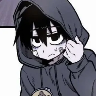 🖤 80d6da16 Anime, Cartoon, Hoodie, Charakter, Traurig, Verband telegram sticker