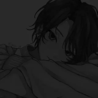 🖤 b2f9e632 Anime Junge, Manga, Cartoon, Schwarzweiß, Porträt telegram sticker