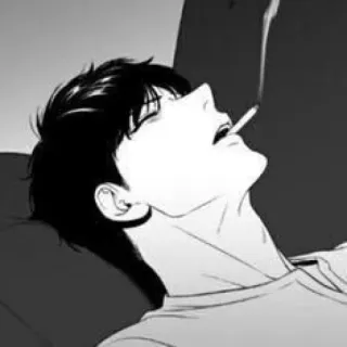 🖤 bab69603 rauchen, mann, zigarette, graustufen, porträt, skizze telegram sticker