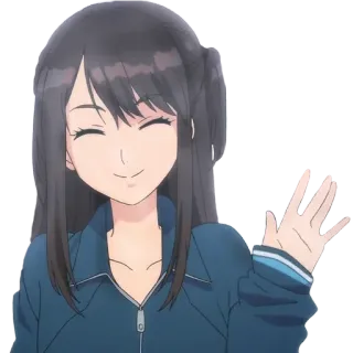 👋 50ce088a 애니메이션 소녀, 손 흔드는, 행복한, 웃는, 친절한, 만화 telegram sticker