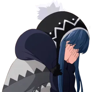 🙈 7c8b60cd 애니메이션, 슬픈, 울음, 캐릭터, 파란 머리 telegram sticker