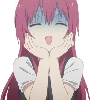 😱 84bf2fd8 애니, 귀여운, 여자, 분홍 머리, 감정적인, 얼굴을 붉히는 telegram sticker