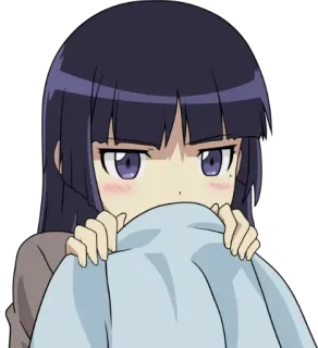 😨 b2ef9f92 애니메이션 여자, 수줍음, 귀여운, 숨다, 애니메이션 캐릭터 telegram sticker