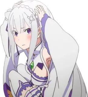 😣 dc211e0a Emilia Re:Zero 애니, 에밀리아, 리제로, 귀여운, 소녀 telegram sticker