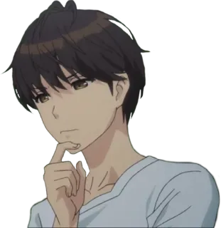 🤔 edca9e34 애니메이션, 생각, 진지한, 소년, 남성 telegram sticker