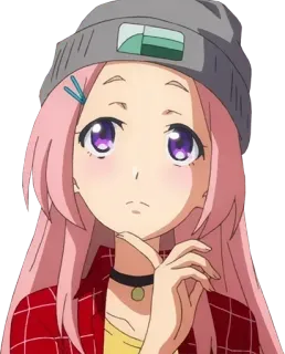 🤔 4b2f47d4 สาวอนิเมะ, ผมสีชมพู, หมวกไหมพรม, น่ารัก, ผู้หญิง, การ์ตูน telegram sticker