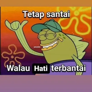 😊 d954a693 Tetap santai
Walau Hati terbantai มีม, การ์ตูน, ปลา, ผ่อนคลาย, สบายๆ telegram sticker