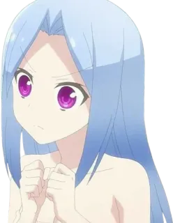 🌀 07130ebf Anime, Fille, cheveux bleus, yeux violets, Dessin animé, Illustration telegram sticker