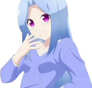 🌀 306b80a7 Anime, Fille, Manga, Mignon, Dessin animé, Yeux violets, Cheveux bleus telegram sticker