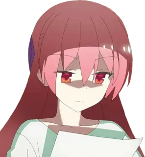 🍒 87297955 fille anime, cheveux longs, sérieux, dessin animé, autocollant, illustration telegram sticker