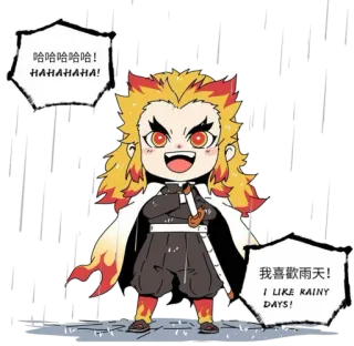 🌧 91dad95f Kyojuro Rengoku Demon Slayer 哈哈哈哈哈哈!
HAHAHAHAHA!
我喜欢雨天!
I LIKE RAINY DAYS! Anime, Manga, Rengoku, Kyojuro, Demon Slayer, Chibi, Hujan, Fanart whatsapp sticker
