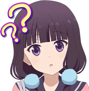 ❓ 181eeefb animé, points d'interrogation, mignon, fille, confuse, expression telegram sticker