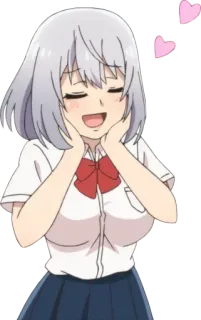 🥰 7e3d3bbc fille anime, uniforme scolaire, mignon, joyeux, dessin animé, souriant telegram sticker