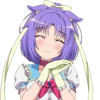 ☺️ b21ad0c6 animé, fille chat, mignon, souriant, cheveux violets, kawaii telegram sticker