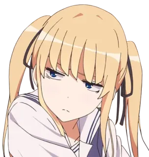 😒 b6c276e9 anime, fille, blonde, nattes, suffisant telegram sticker