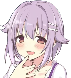 😏 f27b97a9 Anime, Fille, Dessin animé, Mignon, Rougir, Sourire, Cheveux violets telegram sticker