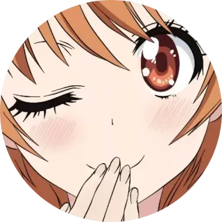 😉 0715e362 Anime, Ragazza, Kawaii, Carino, Occhiolino, Sorriso, Rossore telegram sticker