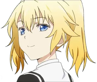 😊 52478ee8 Anime, Personaggio, capelli biondi, occhi azzurri, sorridente, ritratto telegram sticker