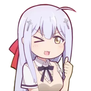 👍 6635cca2 Anime, Ragazza, Cartone animato, Carino, Chibi, Occhiolino, Pollice su telegram sticker