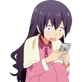 😦 a071685b anime, scioccata, donna, telefono, cartone animato, ragazza telegram sticker