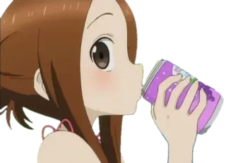 😋 d6b08283 anime, ragazza, bere, cartoni animati telegram sticker