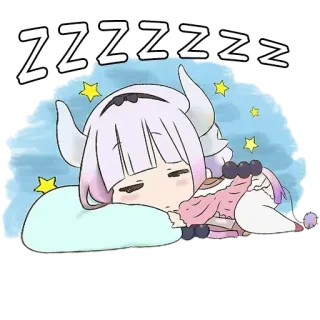 🛌 efda1727 Kanna Miss Kobayashi's Dragon Maid Z-Z-Z-Z-Z-Z-Z-Z Anime, Dormire, zzz, Carino, Cartone animato, Drago telegram sticker