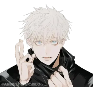 ☁️ c336541d @ANIME STICKERS INDO アニメ, キャラクター, ステッカー, マンガ, 白髪, 男性, アート telegram sticker