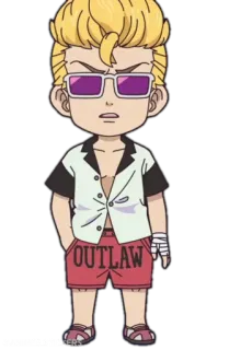 💫 39564d6d OUTLAW Anime, Karakter, Rambut pirang, Kacamata hitam, Pelanggar hukum telegram sticker