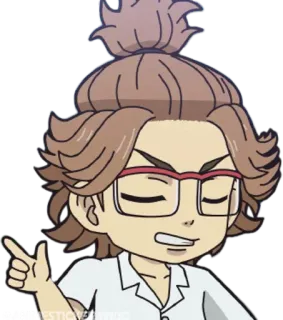 💫 a8390af7 kacamata, anime, kartun, karakter, menunjuk, fanart telegram sticker