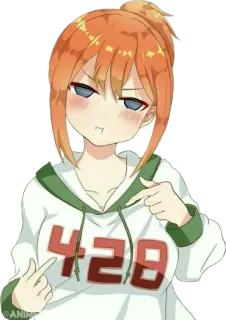 🍊 78e595ba 428 аниме, девушка, рыжие волосы, самодовольный, указывает telegram sticker