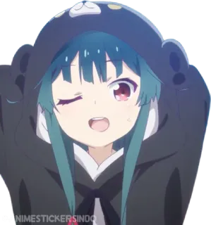🐾 2219dc70 ANIME STICKERS INDO 动漫, 女孩, 可爱, 眨眼, 连帽衫 telegram sticker