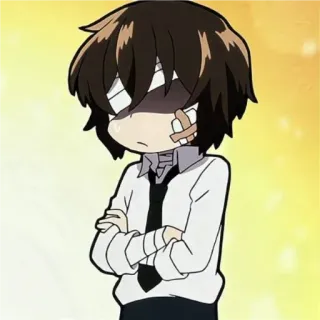 😶 9453514b Dazai Osamu Bungo Stray Dogs anime, manga, dazai osamu, bungo stray dogs, chibi, buồn, nhân vật telegram sticker