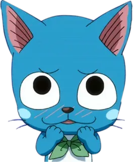 😽 9b383c70 Happy Fairy Tail Аниме, Мультфильм, Кот, Синий, Счастливый, Fairy Tail whatsapp sticker