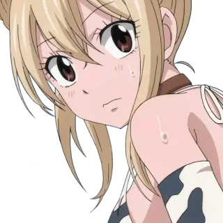 🤨 ff89cc0b Lucy Аниме, Блондинка, Девушка, Пот, Мультфильм whatsapp sticker