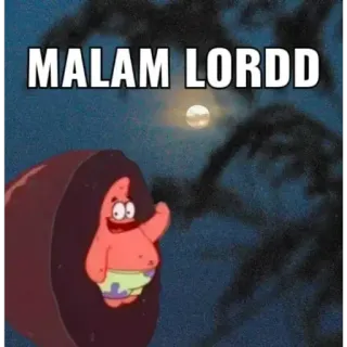 😳 c099d63c Patrick Star SpongeBob SquarePants MALAM LORDD 派大星, 海绵宝宝, 卡通, 表情包, 搞笑, 夜晚 telegram sticker
