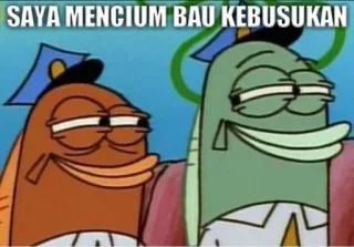 😱 f63f0f9e SAYA MENCIUM BAU KEBUSUKAN 表情包, 海绵宝宝, 搞笑, 气味, 鱼, 卡通 telegram sticker