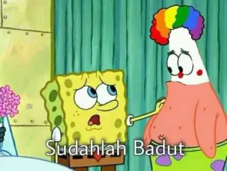 😂 fbef644b Spongebob Squarepants Sudahlah Badut 海绵宝宝, 派大星, 卡通, 小丑, 梗 telegram sticker