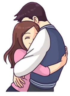 😍 653f2fe1 coppia, abbraccio, amore, affetto, romanticismo, cartoni animati telegram sticker