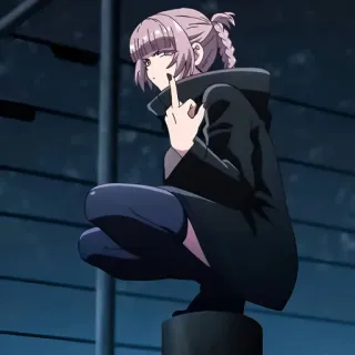 😘 065fcf8a Anime, Wanita, Jari tengah, Gestur ofensif, Kartun telegram sticker