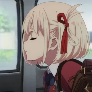 🎗 80f7fd5f Anime, Mädchen, blonde Haare, rote Schleife, Schuluniform, süß, Cartoon, Figur whatsapp sticker