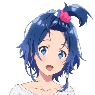 😊 5c2a5e30 애니메이션 여자, 파란 머리, 만화, 애니메이션, 여성 캐릭터 telegram sticker