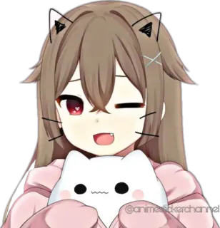 😺 6162047e @animestickerchannel 애니메이션, 고양이 귀, 카와이, 귀여운, 만화, 스티커 telegram sticker