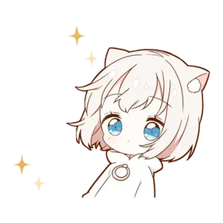 🤩 a1602f23 애니메이션, 귀여운, 고양이 귀, 카와이, 치비 telegram sticker