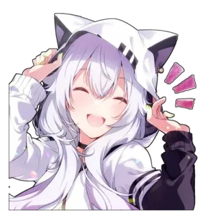 😊 a62f98dc 애니메이션, 만화, 카와이, 귀여운, 여자, 후드티, 고양이 귀 telegram sticker