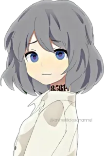 🙂 a9004714 85614 애니메이션, 여자, 스티커, 회색 머리, 캐릭터 telegram sticker