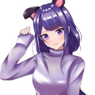 😊 bebb823d 애니메이션, 여자, 보라색 머리, 고양이 귀, 귀여운, 만화 telegram sticker